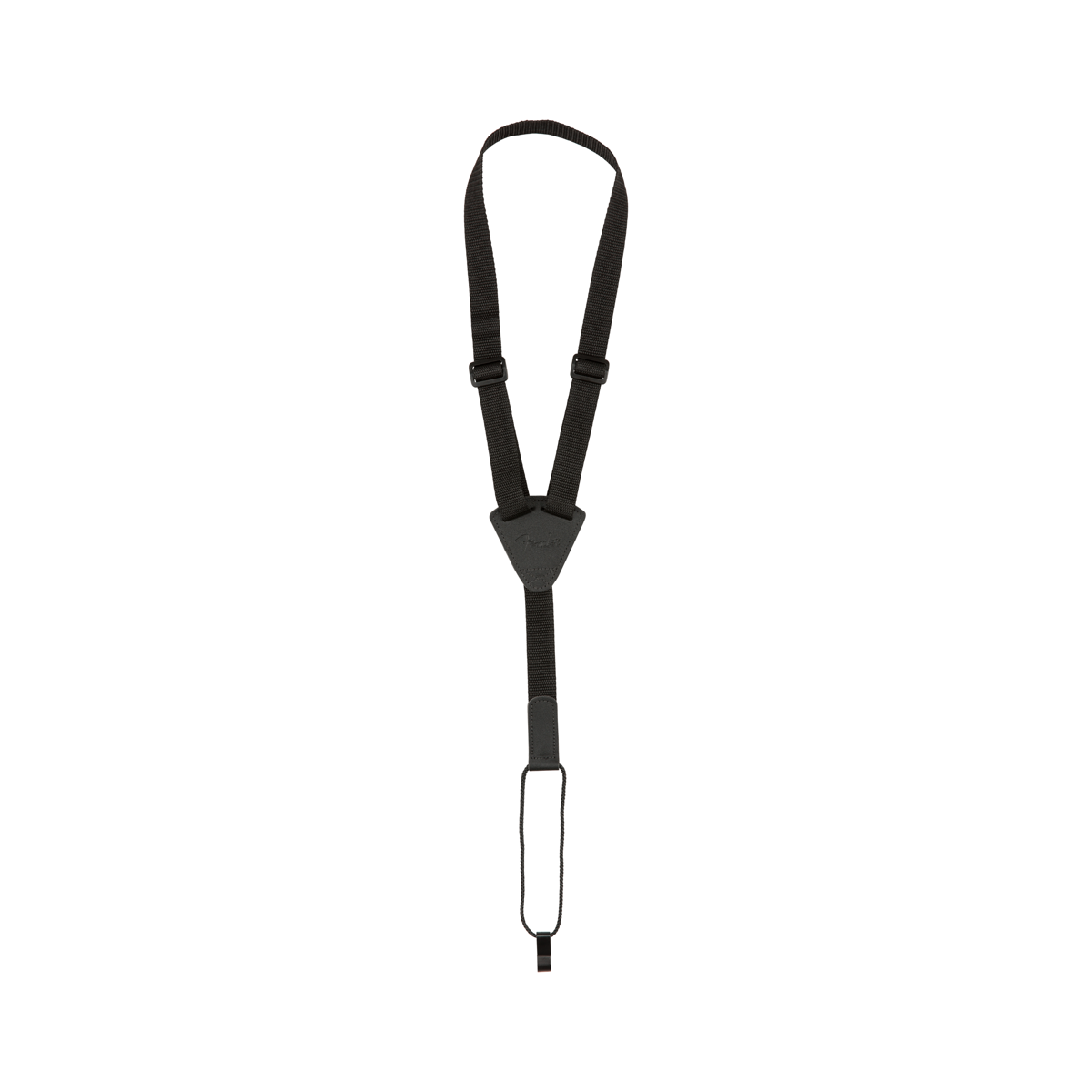 Fender black polyester ukulele strap, 1 inch wide with adjustable length