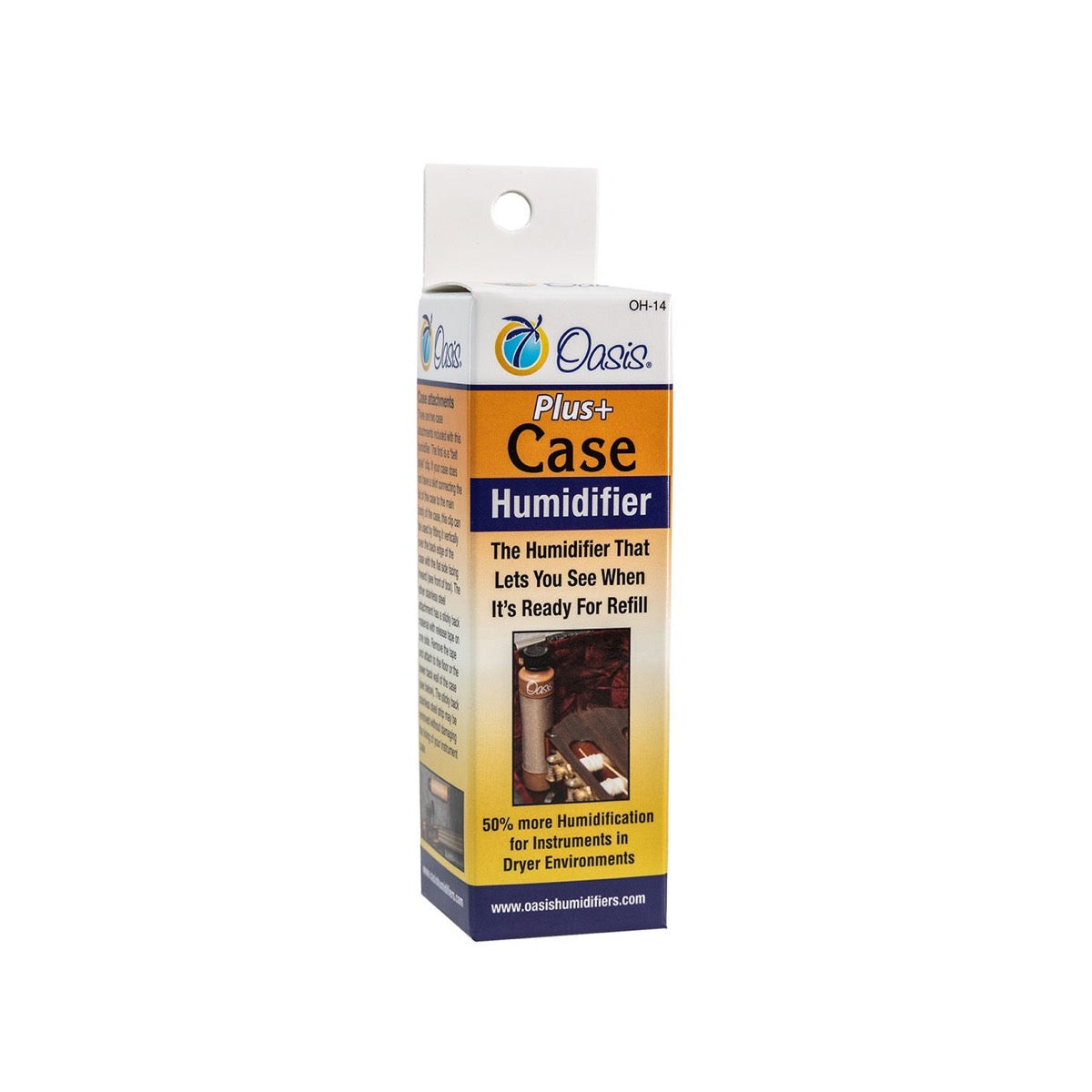 Oasis OH-14 Case Plus+ Humidifier retail box, front of package