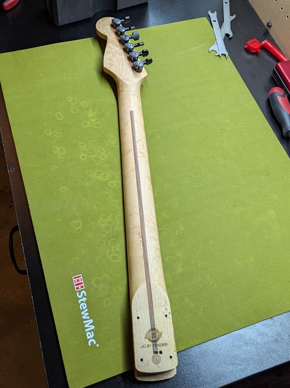 Mighty Mite Strat neck - back full length with heel stamp - Pauls Guitar Hideout
