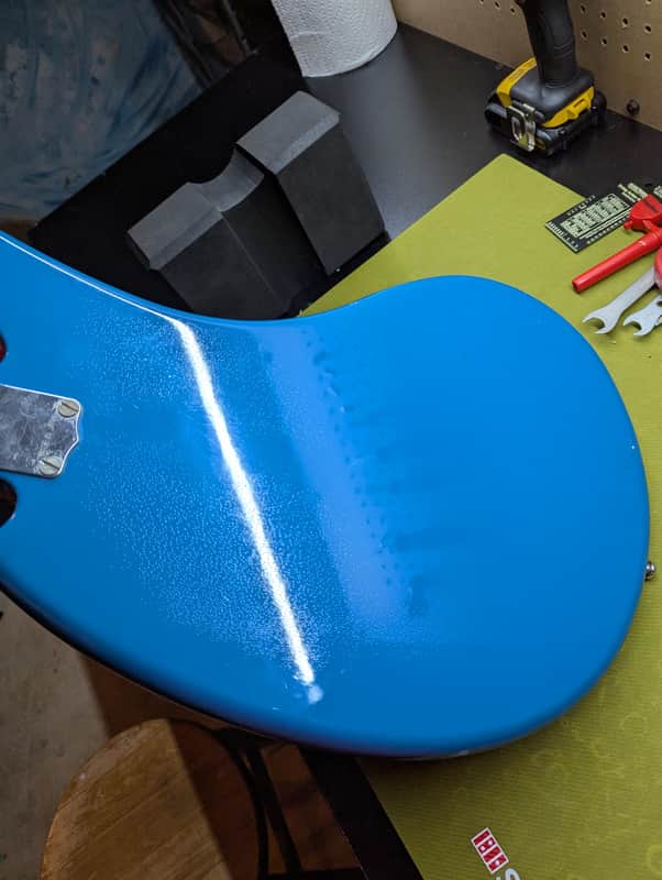 1968 Yamaha SG-3C - back body finish wear detail - Pauls Guitar Hideout