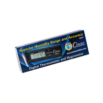 Oasis OH-2+ digital thermometer and hygrometer in retail box, display reading 71.7F and 42 percent humidity