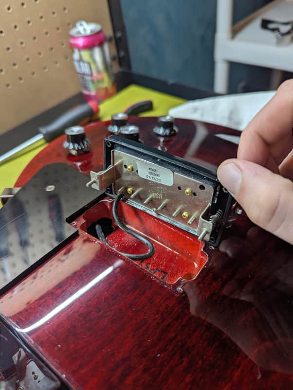 2019-2024 Gibson Les Paul Studio Wine Red - bridge pickup close-up - Pauls Guitar Hideout