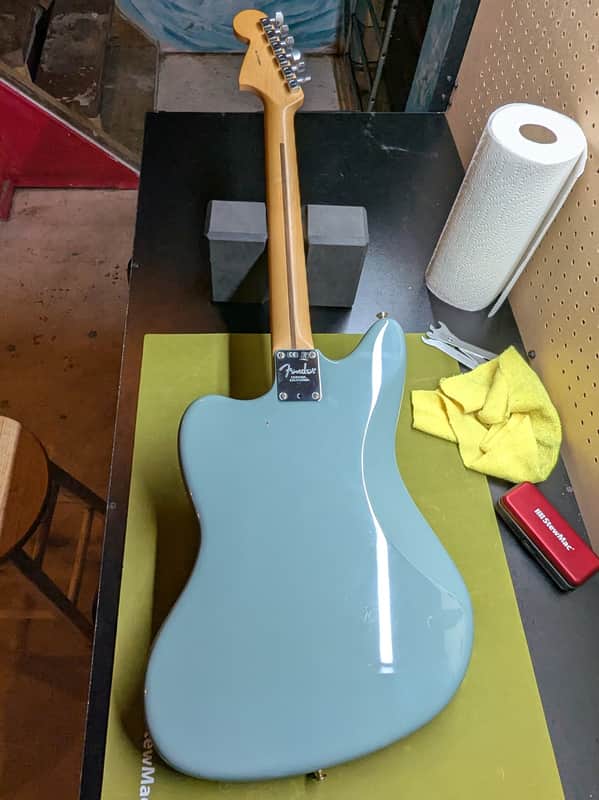 2017-2019 Fender American Professional Jaguar - full back view Sonic Grey - Pauls Guitar Hideout