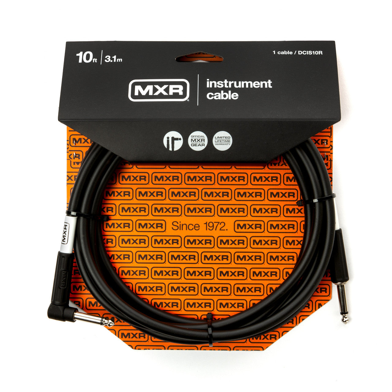 MXR DCIS10R Standard instrument cable, 10 feet, right angle to straight quarter-inch