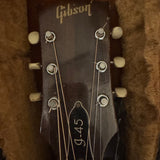 1969 Gibson J-45 sunburst acoustic — headstock and logo