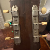 1969 Gibson J-45 sunburst acoustic — neck and fretboard