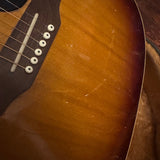 1969 Gibson J-45 sunburst acoustic — label and serial inside soundhole