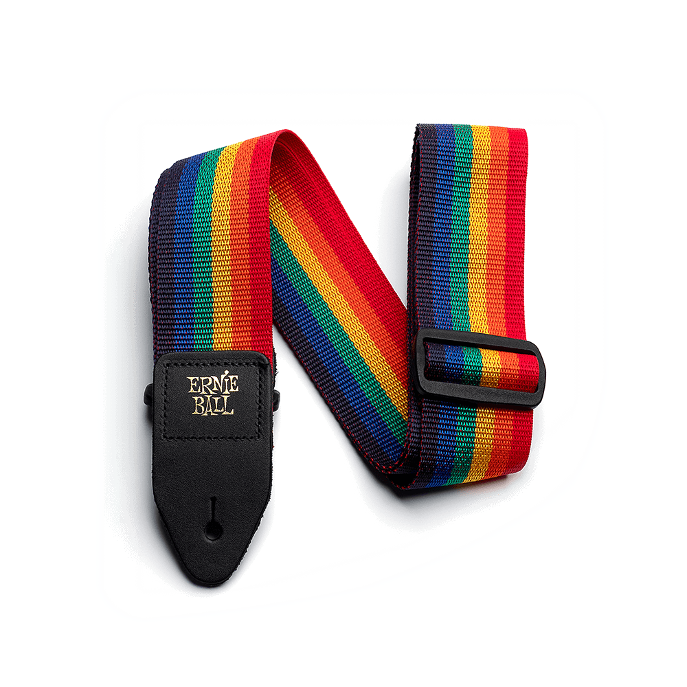 Ernie Ball Polypro guitar strap in rainbow