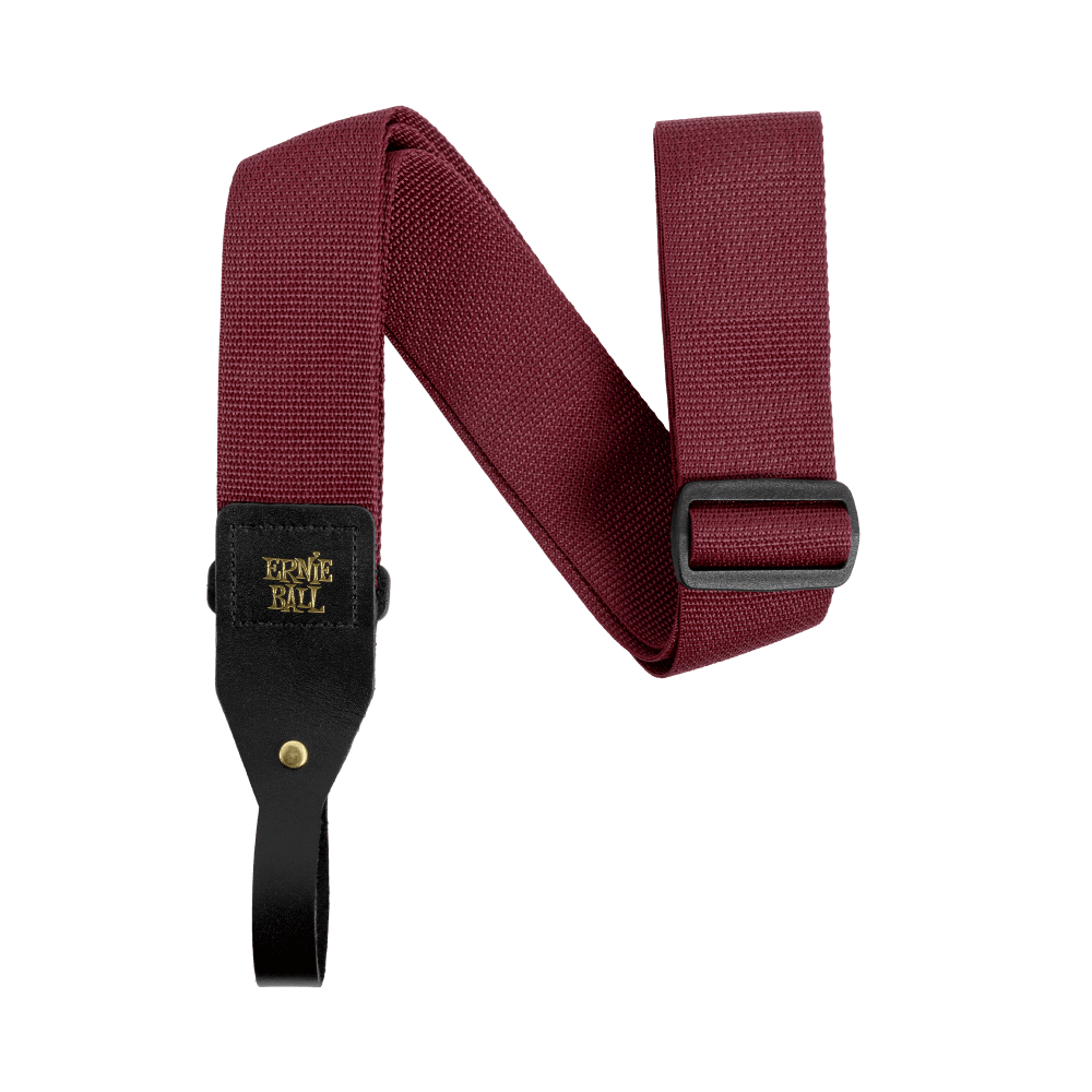 Ernie Ball Polypro acoustic guitar strap in burgundy