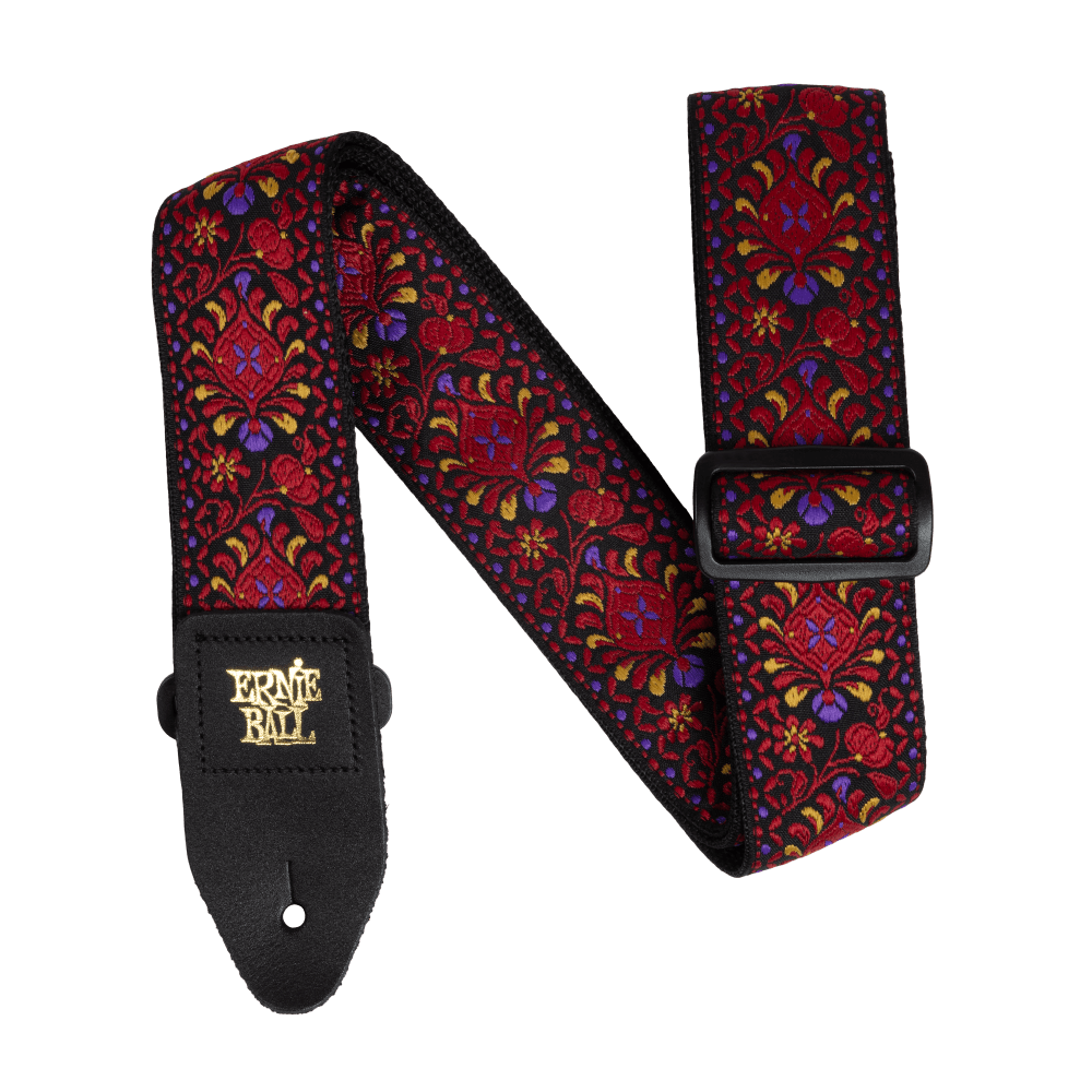 Ernie Ball Classic Jacquard guitar strap, Crimson Royal Bloom woven pattern