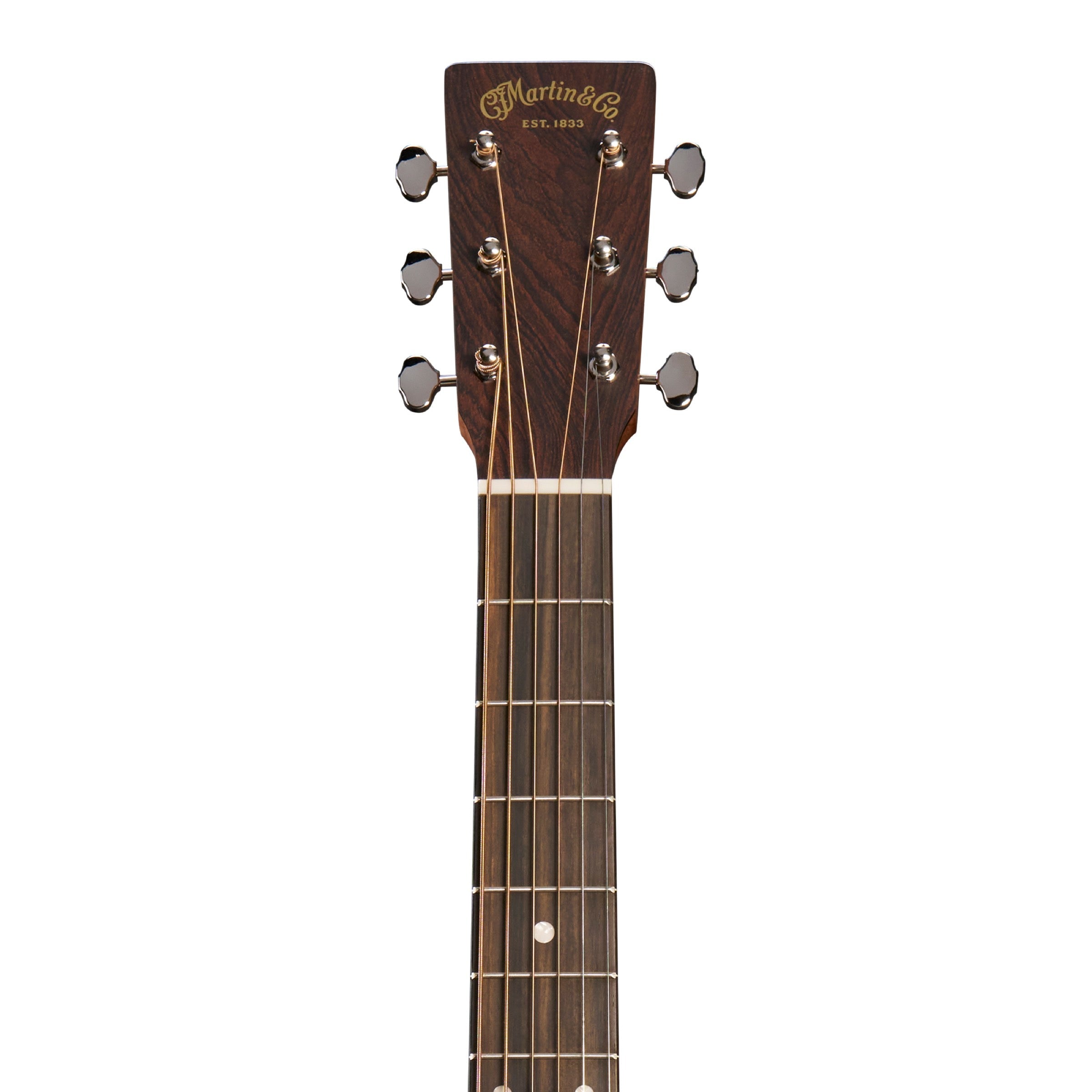 Martin D-13E Retro Walnut headstock and neck, nickel open-gear butterbean tuners
