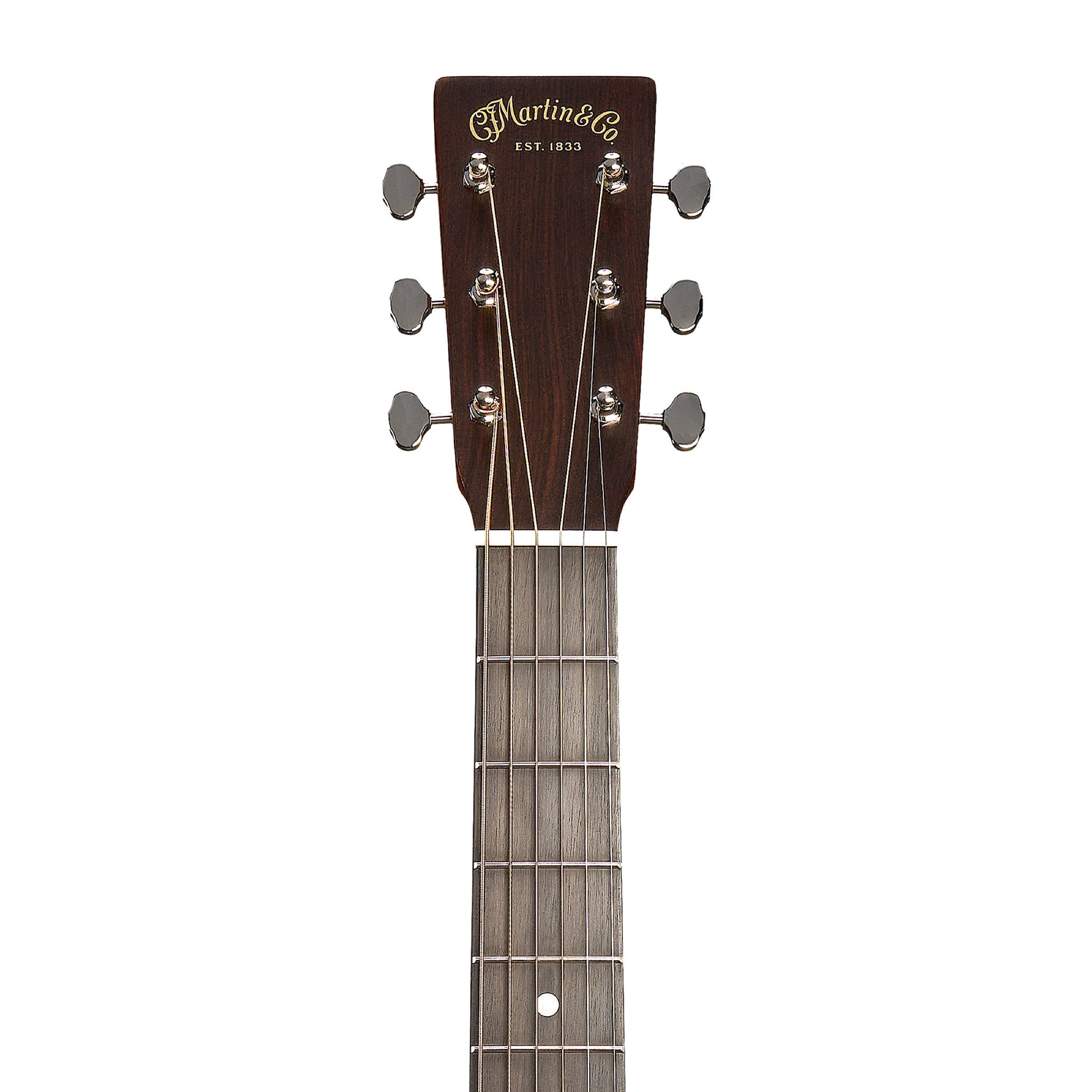 Martin 00L-16E headstock with nickel open gear tuners