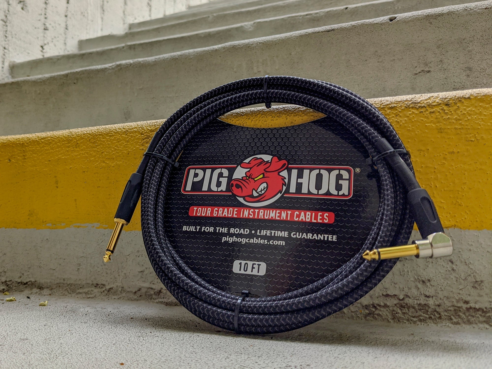 Pig Hog PCH10BKR - Black Woven Instrument Cable, 10 ft Right Angle, additional view 2