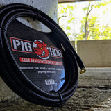 Pig Hog PCH10BKR - Black Woven Instrument Cable, 10 ft Right Angle, additional view