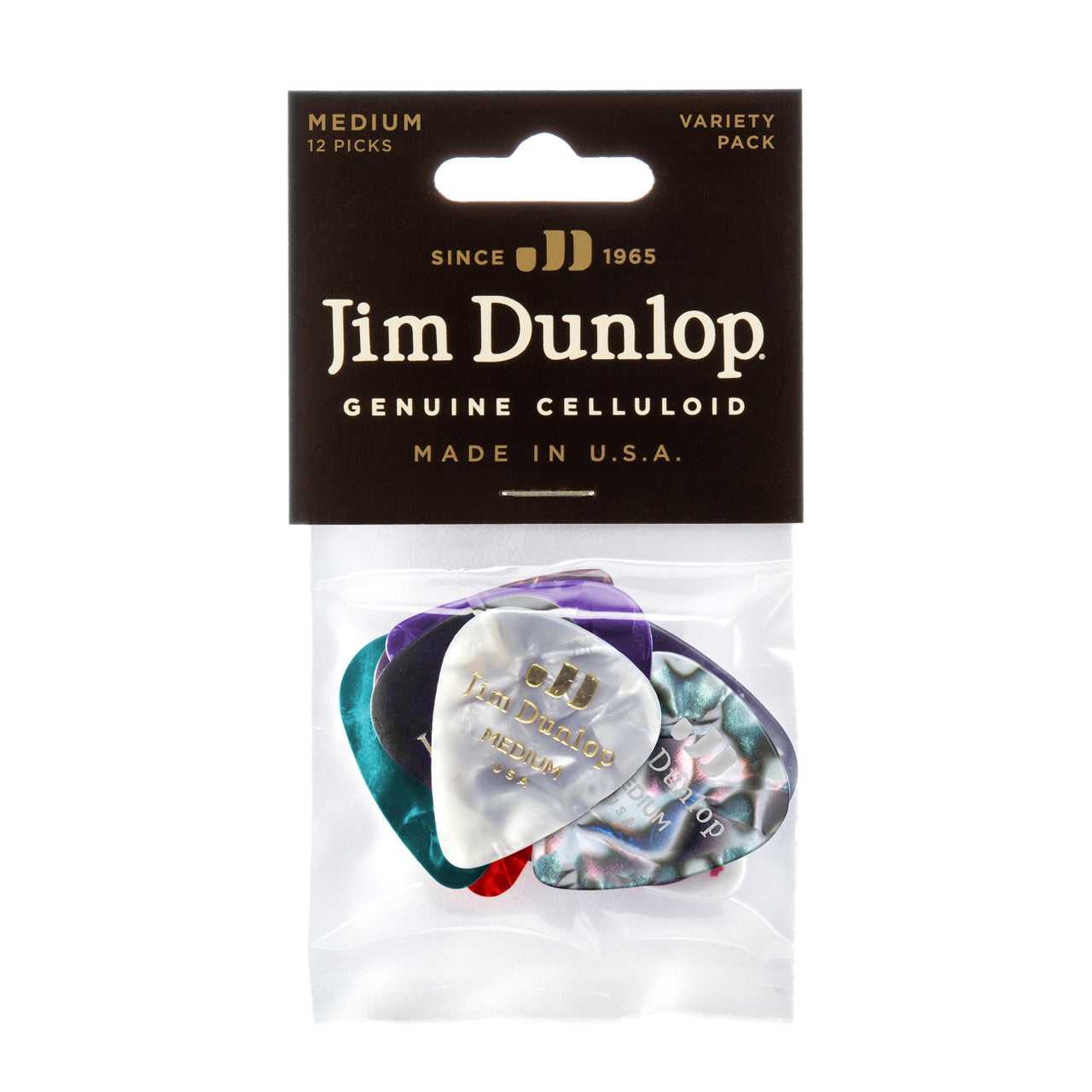 Dunlop PVP106 medium genuine celluloid pick variety pack with 12 picks