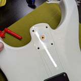 PRS Fiore Mark Lettieri — back of body neck plate area, bare wood after disassembly — Paul's Guitar Hideout, Glens Falls NY