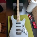 PRS Fiore Mark Lettieri Signature — full front shot on bench with maple fretboard and PRS bird inlays visible — Paul's Guitar Hideout, Glens Falls NY