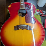 Ventura V-200S jumbo acoustic, cherry sunburst — three-quarter front of the body
