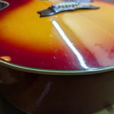 Ventura V-200S jumbo acoustic, cherry sunburst — soundhole and pickup detail