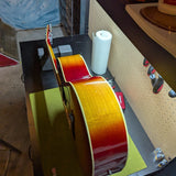 Ventura V-200S jumbo acoustic, cherry sunburst — neck and fretboard angle