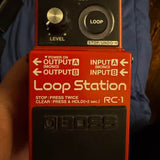 Boss RC-1 Loop Station - top view with controls and footswitch - Pauls Guitar Hideout