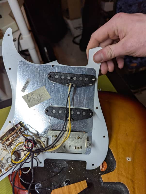 2000-2003 Fender American Fat Stratocaster - pickguard back with pickups - Pauls Guitar Hideout