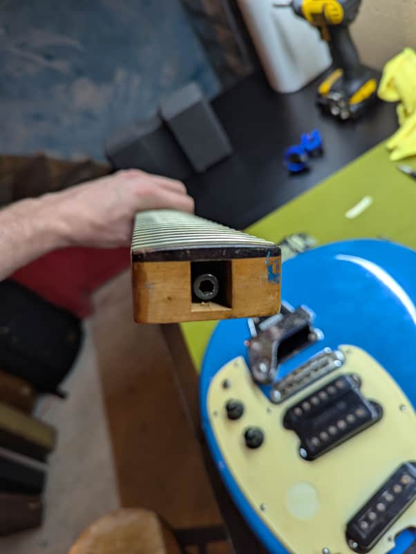 1968 Yamaha SG-3C - neck end with output jack - Pauls Guitar Hideout