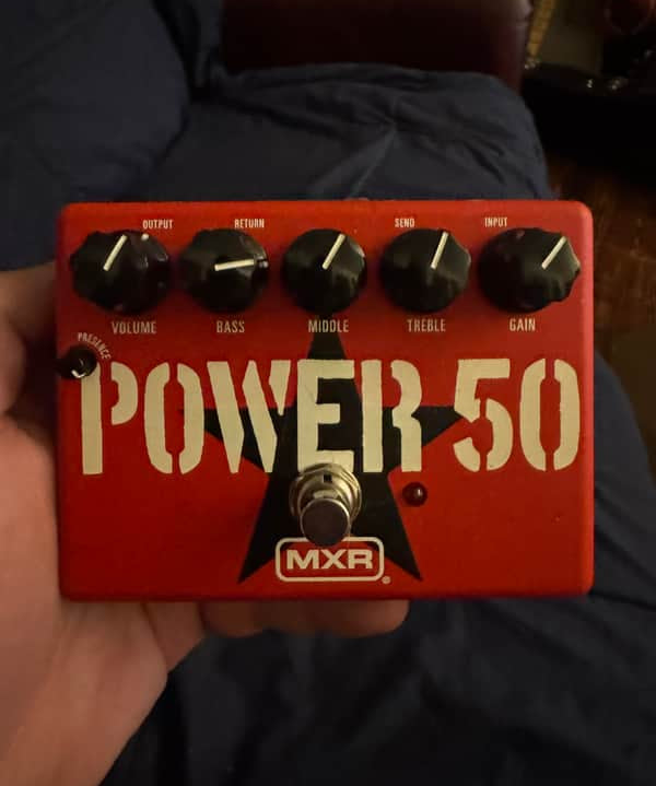 2021 MXR Tom Morello Power 50 Overdrive - top view with knobs and controls - Pauls Guitar Hideout