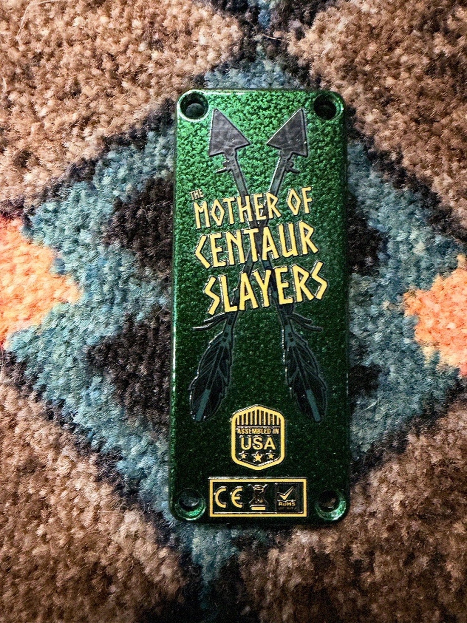 AllPedal Alcmene Overdrive, green: the green art bottom plate printed The Mother of Centaur Slayers, which comes with it