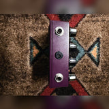 Analogman King of Tone V4, purple: top edge with the input and output jacks and the 9 volt power jack between them