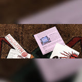 Analogman King of Tone V4, purple: the instruction sheet, the Analogman business card and both stickers