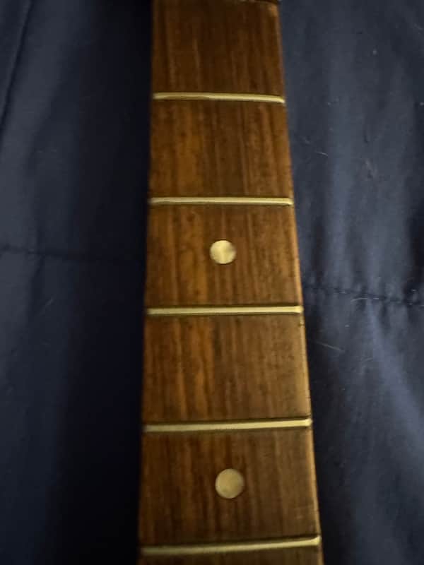 1972 Fender Mustang Neck Rosewood - fretboard upper frets close-up - Pauls Guitar Hideout