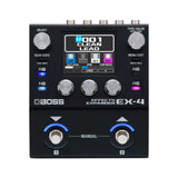 Boss EX-4 Effects Expander from above, color screen, three knobs, FX buttons and two footswitches