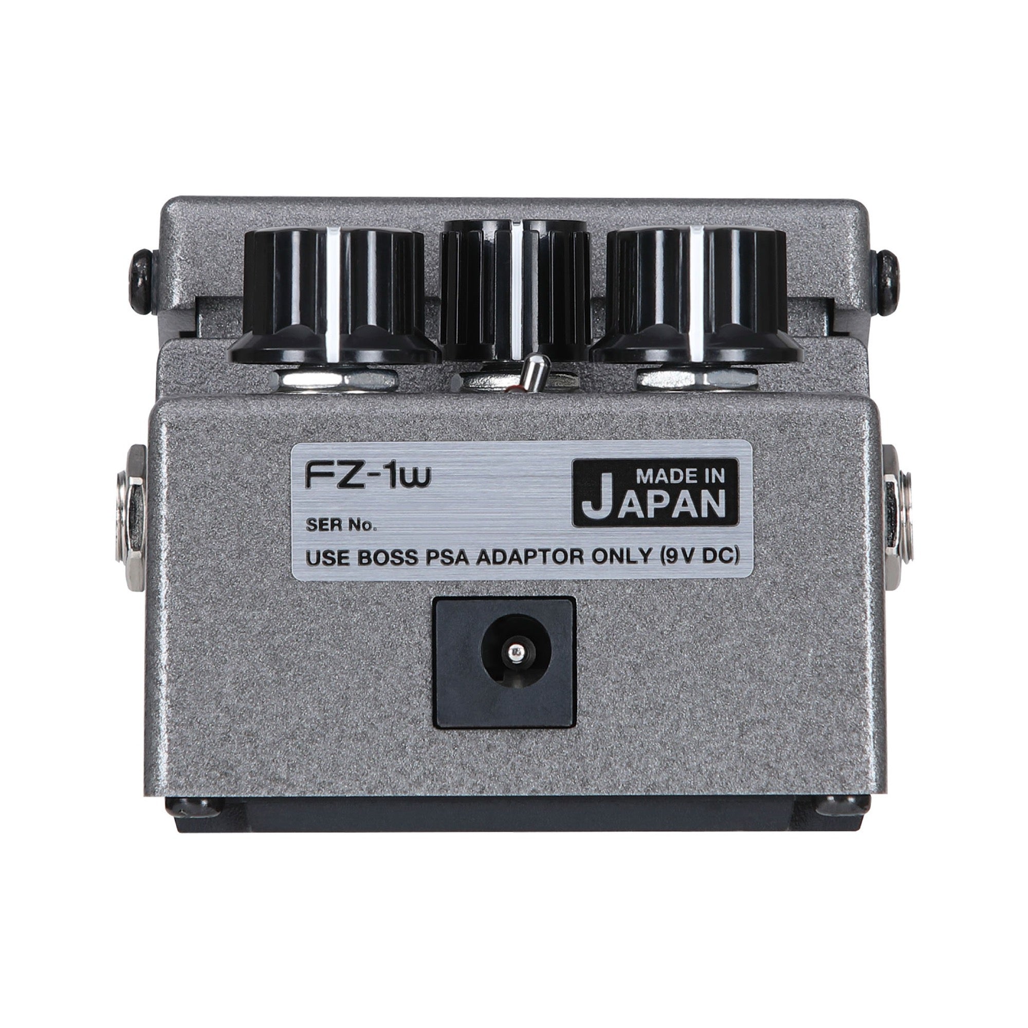 Boss FZ-1W rear panel with the Made in Japan label, the 9V DC adaptor jack and both side jacks