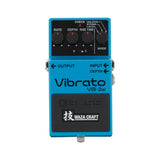 Boss VB-2W Waza Craft Vibrato, blue enclosure, top view with the Rate, Depth, Rise Time and Mode knobs and the S/C switch