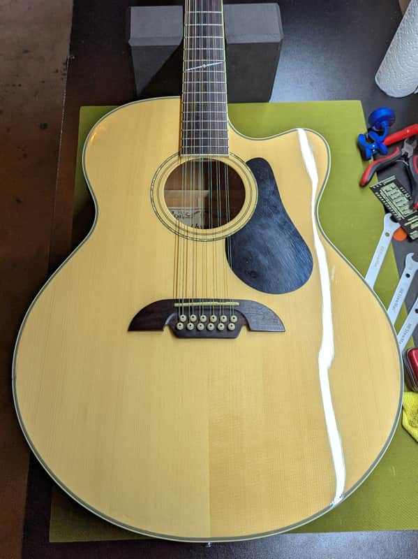 Alvarez AJ-60SC/12 - body front 12-string soundhole close-up - Pauls Guitar Hideout