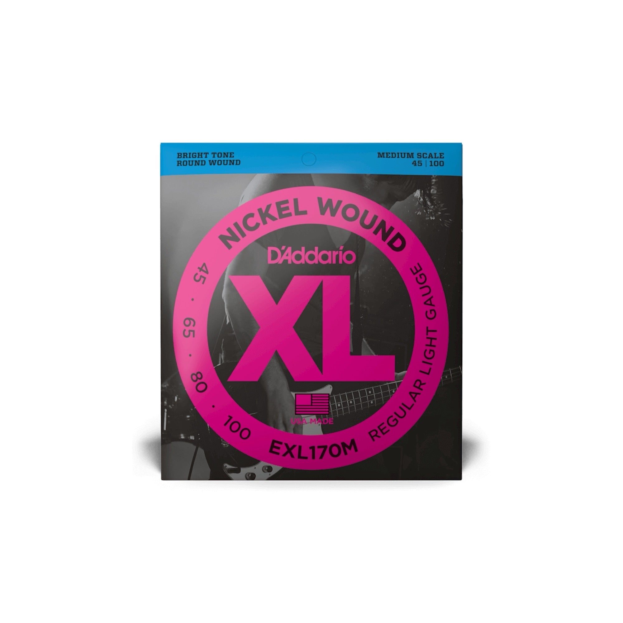 D'Addario EXL170M medium scale bass strings, package front