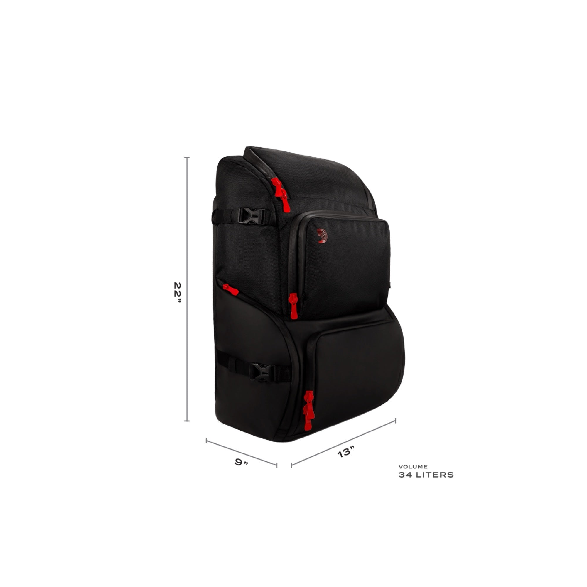 D'Addario Backline Gear Transport Pack with its dimensions marked