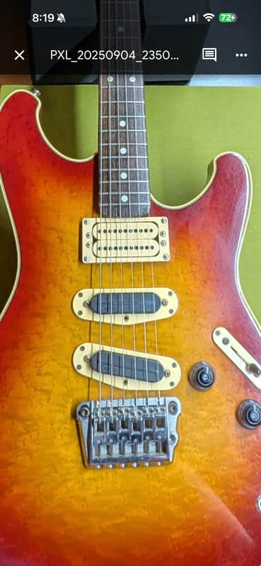 1983-1984 Ibanez RS505-CS Roadstar II Deluxe - body front pickups and tremolo close-up - Pauls Guitar Hideout