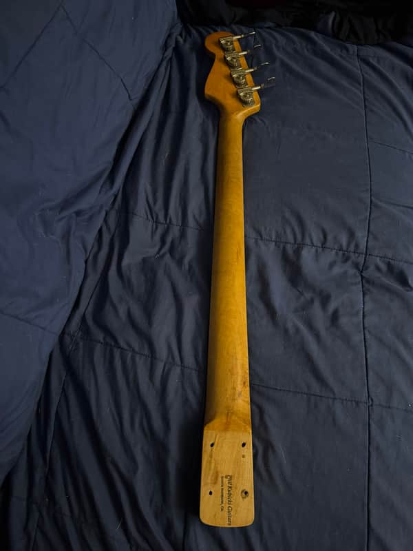 80s Phil Kubicki Bass Neck Rosewood - neck back full length with stamp - Pauls Guitar Hideout