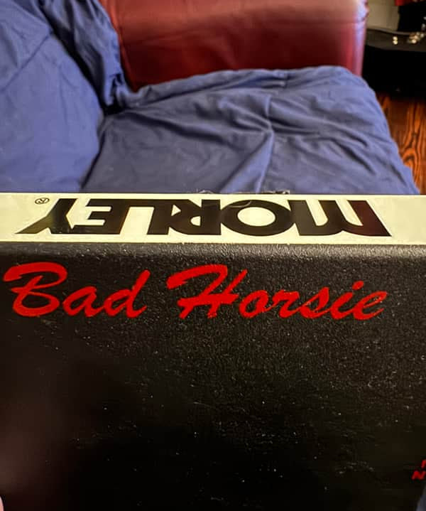 2020 Morley Classic Bad Horsie Wah - side showing Bad Horsie branding - Pauls Guitar Hideout