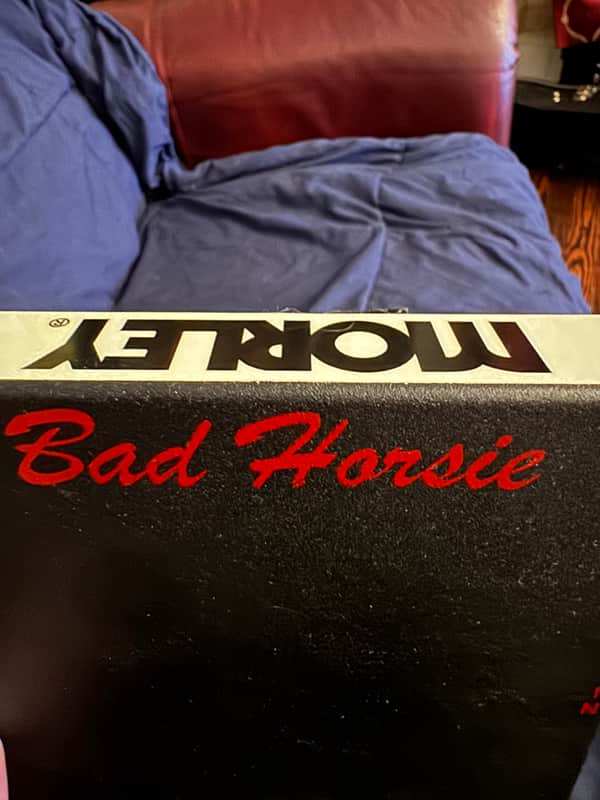 2020 Morley Classic Bad Horsie Wah - side showing Bad Horsie branding - Pauls Guitar Hideout