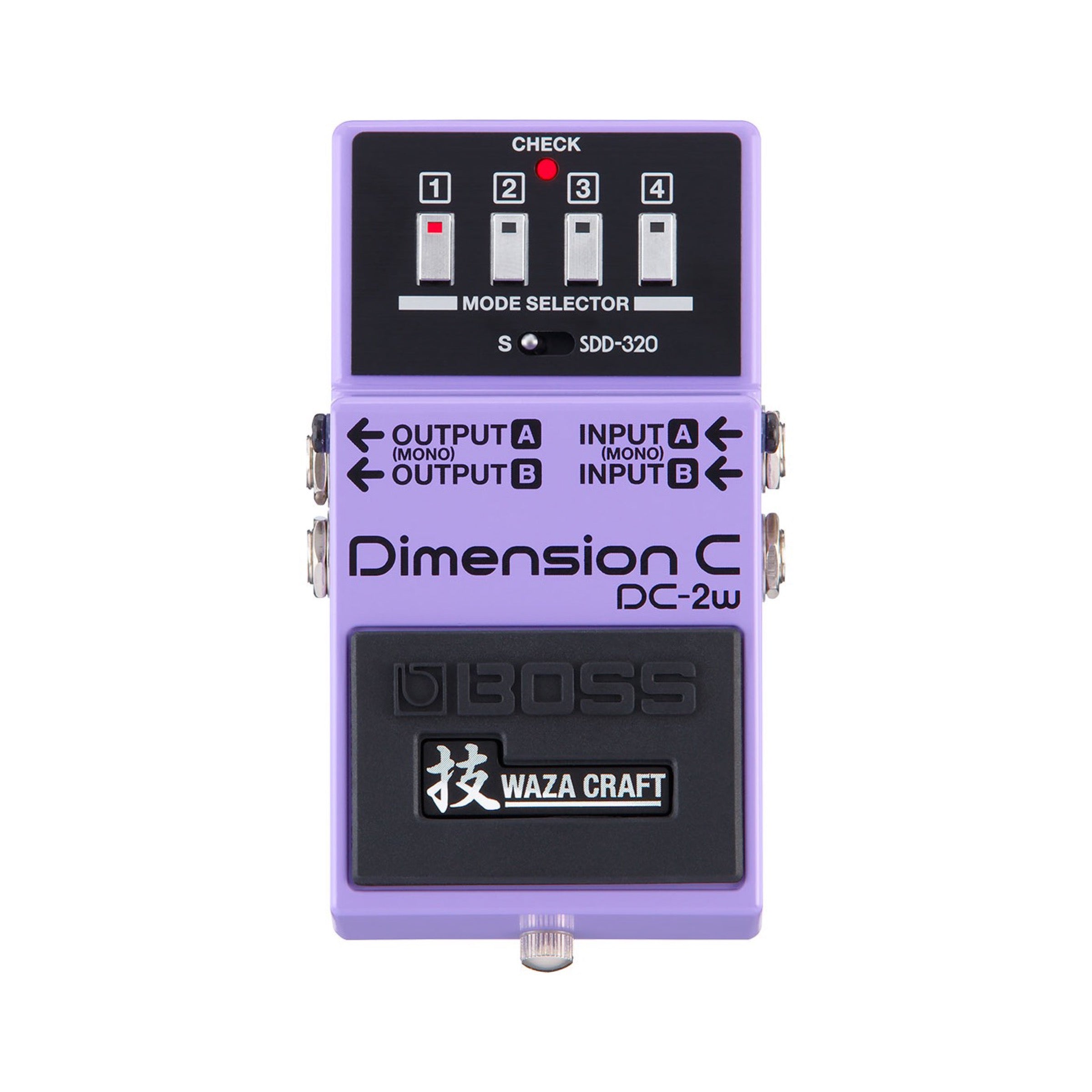 Boss DC-2W Dimension C pedal, black enclosure with pedal switch, mode selector switch, and four mode buttons.