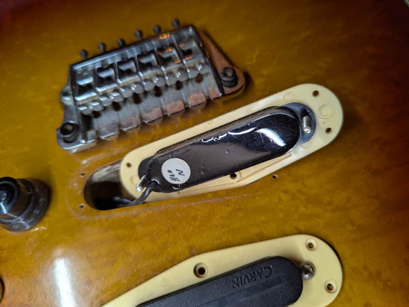 1983-1984 Ibanez RS505-CS Roadstar II Deluxe - tremolo and middle pickup detail - Pauls Guitar Hideout