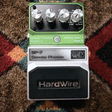 DigiTech HardWire SP-7 Stereo Phaser, green: top with the Speed, Depth, Modify and Type knobs, the LED and the silver treadle