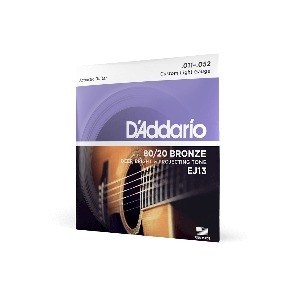 D'Addario EJ13 80/20 Bronze Custom Light acoustic guitar strings