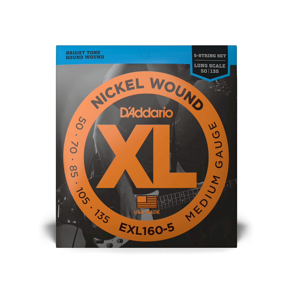 D'Addario EXL160-5 – XL Nickel 5-String Bass Strings, Long Scale (50-135), detail view