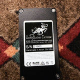 EarthQuaker Devices Afterneath V3, black: bottom plate with the EarthQuaker Devices label, serial number 21663 and Handmade in Akron, OH USA
