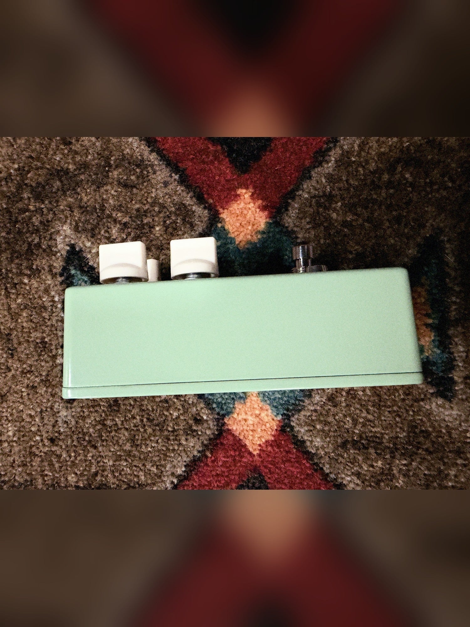 EarthQuaker Devices Westwood, seafoam green: left side of the enclosure, knob end at the left