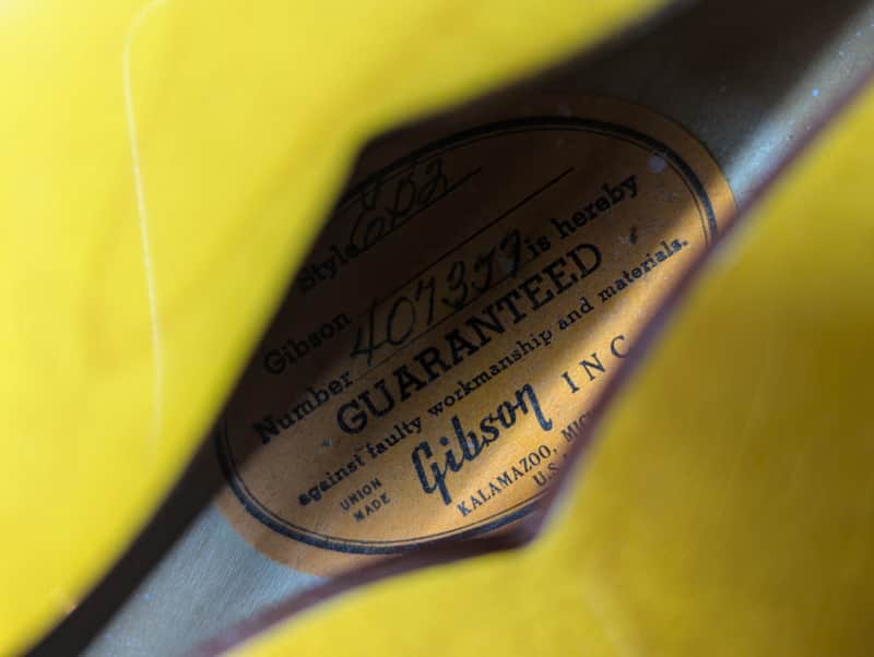 1967 Gibson EB-2 - inside label serial number - Pauls Guitar Hideout